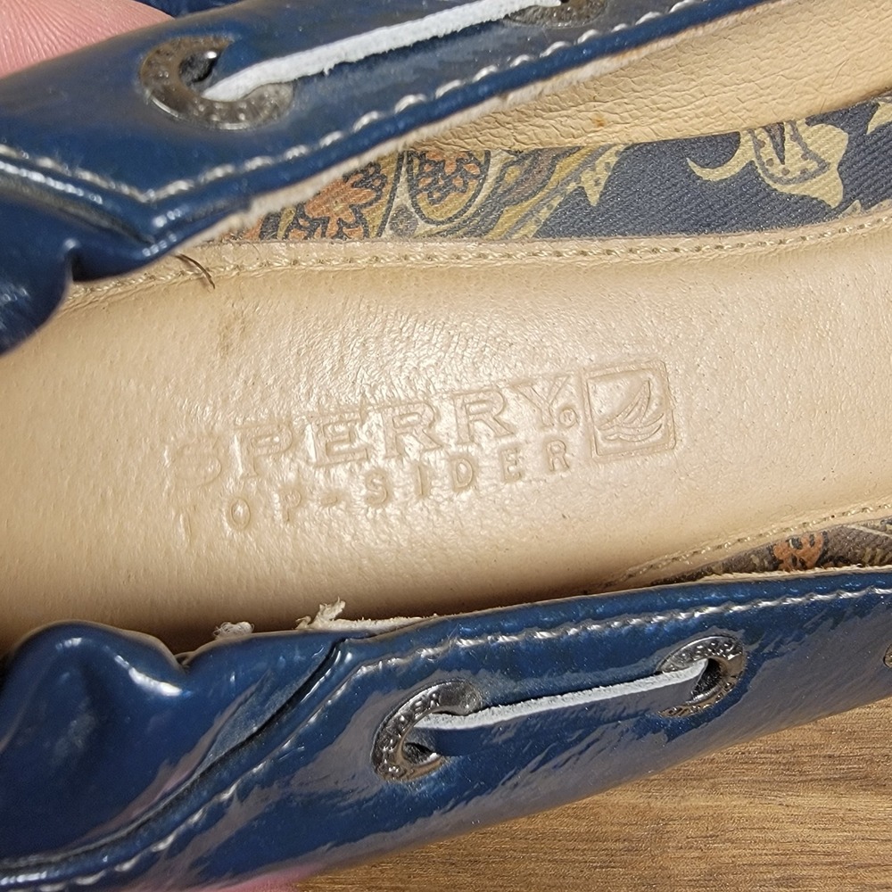 Sperry Top-Sider Flats Women's 8M Blue Patent Leather Moccasin Boat Shoes - Picture 9 of 10